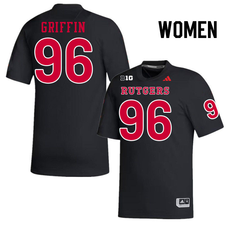 Women #96 Keshon Griffin Rutgers Scarlet Knights 2024 College Football Jerseys Stitched-Black